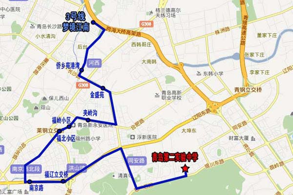 [山東]青島第二實驗中學校車線路（圖）